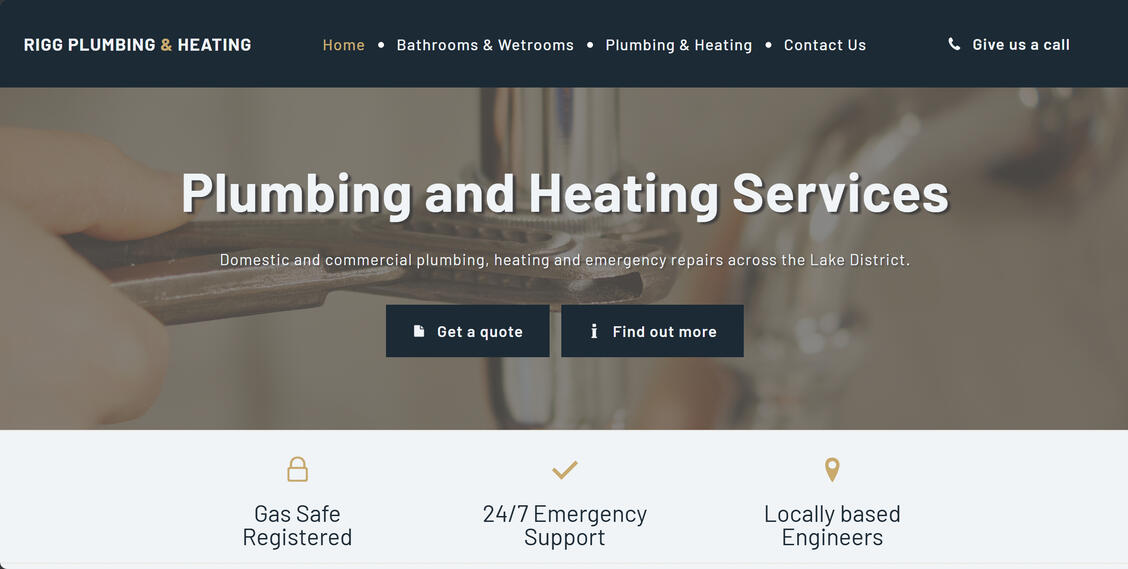 Concept Plumbing and Heating Webpage.