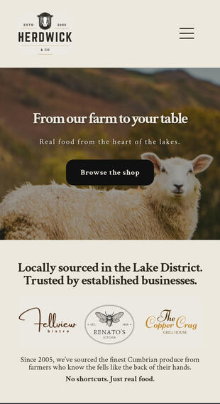 Concept farm shop website.